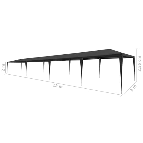 10x40ft Anthracite Party Tent, Heavy-Duty Polyethylene Outdoor Event Shelter with Steel Frame, Waterproof & UV Resistant Traditional Pavilion for Weddings, QZZCED