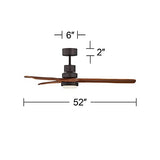 Casa Vieja 52" Delta-Wing DC Modern 3 Blade Indoor Outdoor Ceiling Fan with LED Light Remote Control Solid Wood Oil Rubbed Bronze Damp Rated for Patio Exterior House Porch Gazebo Garage Casa Vieja