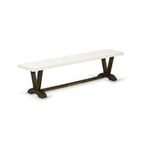 East West Furniture V-Style Modern Dinette Bench with Wooden Seat, 72x15x18 Inch, VB727 East West Furniture