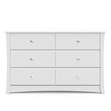 Storkcraft Crescent 6 Drawer Double Dresser (White) – GREENGUARD Gold Certified, Kids Dresser Drawer Organizer For Nursery, Chest of Drawers Storkcraft
