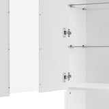 Ball & Cast High Gloss Storage Cabinet with LED Lights,67" Tall Pantry Cabinet W/Acrylic Door,Modern Bookcase & Display Cabinet W/Open Countertop & Tempered Glass Shelves for Living Room,White Ball & Cast