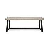 GDFStudio Outdoor Eight Seater Iron Dining Table, Light Gray and Black Finish GDFStudio