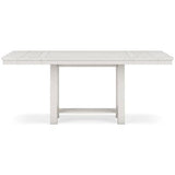 Signature Design by Ashley Robbinsdale Farmhouse Distressed Counter Height Dining Extension Table with Trestle Base, Planked Effect and 2 Removable End Leaves, White Signature Design by Ashley