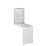 YUSING Wall Mounted Table, Fold Out Convertible Desk Multi-Function Computer Desk Writing Desk Home Office Wood Wall Floating Desk with Large Storage Area YU YUSING