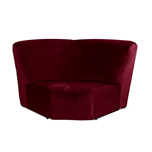 MIFXIN Corner Sofa Cover 1 Piece Velvet Stretch Corner Couch Cover for Sectional Recliner Sofa Slipcover Reclining L Shape Sofa Couch Additional Seat (Red) MIFXIN