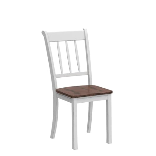 Giantex Wood Dining Chairs Set of 4, Solid Rubber Wood Armless Kitchen Chairs with Non-Slip Foot Pads, Easy to Assemble Dining Side Chair, Farmhouse Giantex