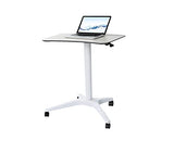 CARTMAY Mobile Standing Desk,Pneumatic Height Adjustable Laptop Desk, Mobile Laptop Desk with Wheels, Height Adjustable from 29.5'' to 47'',White CARTMAY