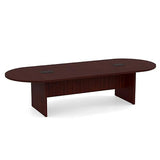 New 12 FT Modern Executive Conference Room Table Oval Racetrack Shaped Panel Legs Grommets Boardroom Meeting Desk Office Hardwood Mahogany Laminate Finish 142''L x 47''W x 29''H Generic