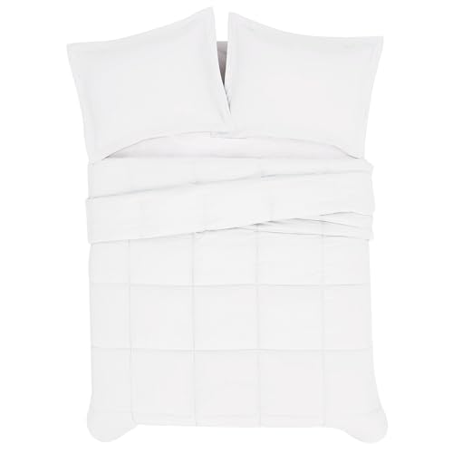 London Fog Garment Washed Solid Comforter Set White Microfiber 3-Piece King Comforter Set, Solid Themed, Adult and Teen, Oeko-TEX Certified LONDON FOG