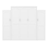 Ball & Cast Queen Size Murphy Bed with Two Wardrobe and Storage Shelf, Wall Bed Frame Folding into Cabinet Design,Multifunctional Foldable Platform Bed for Small Space,Bedroom,Guest Room, White Ball & Cast