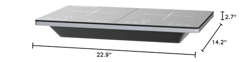 Double Induction Cooktop AMZCHEF Induction Cooker 2 Burners, Low Noise Electric Cooktops With 1800W Sensor Touch, 20 Temperature & Power Levels,Independent Control,3-hour Timer, Safety Lock amzchef