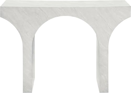 Meridian Furniture 99073White-T Pomezia Collection Art Deco Wood Frame Console Table in White Marble Finish, 45.5" W x 16" D x 31.5" H, White Meridian Furniture