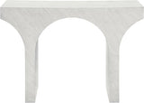 Meridian Furniture 99073White-T Pomezia Collection Art Deco Wood Frame Console Table in White Marble Finish, 45.5" W x 16" D x 31.5" H, White Meridian Furniture