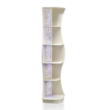 HOMES: Inside + Out Connelly Modern 5 Shelf LED Bookcase, Unique Thin Wood Bookshelf with Storage and Remote, Office Shelving ,Tall Book Shelf for Bedroom, Living Room and Small Spaces, Cream Weave Furniture of America