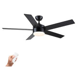POCHFAN 52 inch Black Ceiling Fans with Lights and Remote Control, Dimmable 3-Color Temperatures LED Ceiling Fan, Wooden Quiet Reversible Modern Ceiling Fan for Bedroom, Living Room, Dining Room POCHFAN