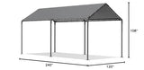 Carport Canopy 10x20 Heavy Duty, Metal Carport Waterproof Carport Garage Tent Outdoor for Car Tuck Boat SUV Party (Grey) gaildon