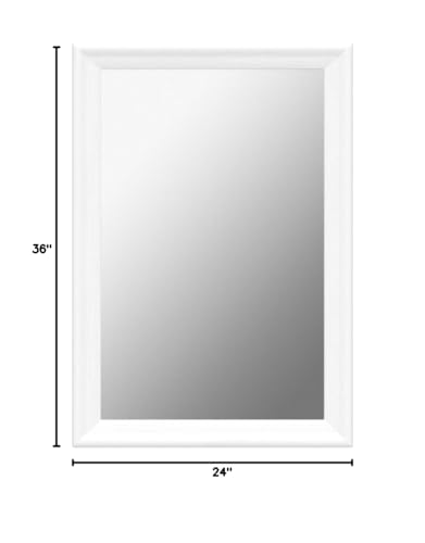 CULER White Wood Wall Mirror for Bathroom,Rectangle Rustic 24 x 36 inch Hanging Vanity Mirrors with Wooden Frame for Living Room,Bedroom,Entryway (24x36 inch, White) CULER