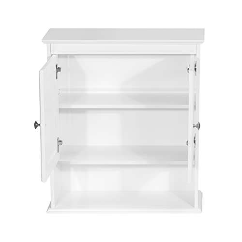 Spirich Bathroom Cabinet Wall Mounted with Doors, Wood Hanging Cabinet with Doors and Shelves Over The Toilet, Bathroom Wall Cabinet White - WoodArtSupply