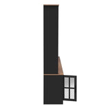 95.5" W Wall Unit Entertainment Center with Bookshelves for TVs up to 80", Modern TV Stand Media Console with electric fireplace Cabinets, and Adjustable Shelves for Living Room (Black+Brown#53) Brabrety