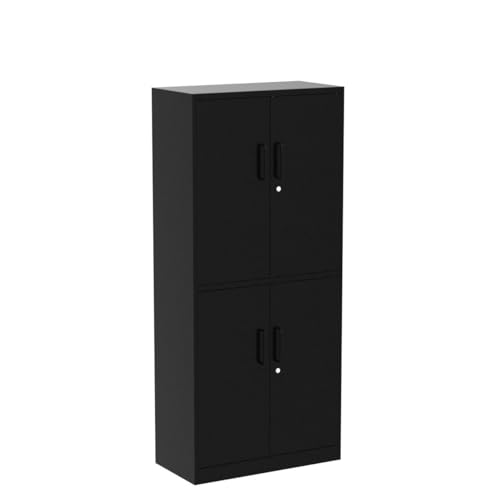 Yizosh Metal Storage Locking Cabinet with 4 Doors and 2 Adjustable Shelves,71" Lockable Garage Tall Steel Cabinet,for Home Office,Living Room,Pantry,Gym,Commercial Storage (Black) - WoodArtSupply