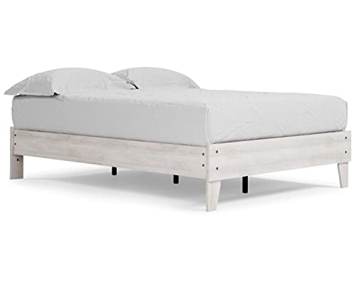 Signature Design by Ashley Shawburn Modern Farmhouse Platform Bed, Queen, Whitewash - WoodArtSupply