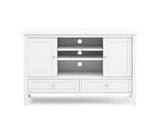 SIMPLIHOME Warm Shaker SOLID WOOD Universal TV Media Stand, 47 inch Wide, Transitional, Living Room Entertainment Center, Storage Cabinet, for Flat Screen TVs up to 55 inches in White SIMPLIHOME