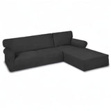 PureFit Super Stretch Sectional Couch Covers - 2 pcs Spandex Non Slip, with Elastic Bottom for L Shape Sectional Sofa Couches, Great for Kids & Pets (3 Seat Sofa + 3 Seat Chaise, Dark Gray) PureFit