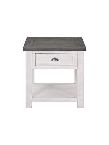 Martin Svensson Home Monterey Solid Wood End Table White with Grey Top Martin Svensson Home