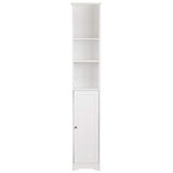 Bonnlo Narrow Cabinet, 67" Tall Slim Bathroom Storage Cabinet 12" Wide White Skinny Linen Cabinet with 3 Open Shelves Single Door Adjustable Shelf Space Saving Corner Pantry Bonnlo