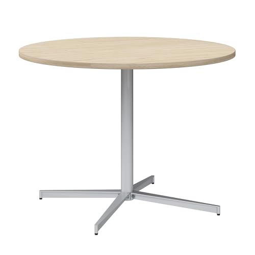 Bush Business Furniture 42-inch Round Conference Table with Metal Base, Circular Meeting Room Desk for 4 Users, Natural Elm Bush Furniture
