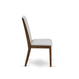 Luxe by East West Furniture LELA9-AWA-05 9 Pieces Dining Table Set Includes a Rectangular Kitchen Table and 8 Grey Linen Fabric Dining Room Chairs, Antique Walnut Finish Luxe by East West Furniture