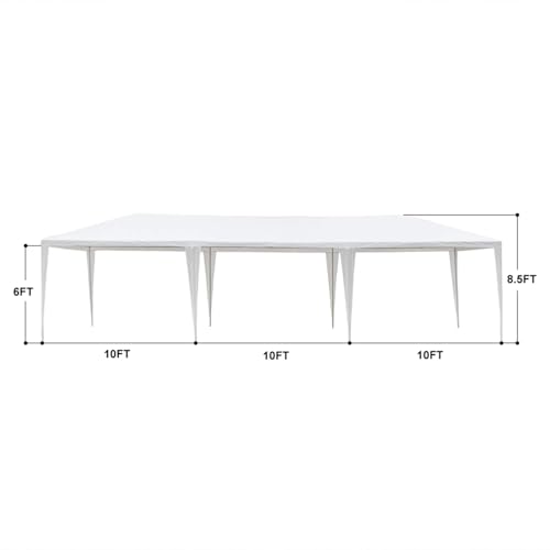 10' x 30' Party Tent,Wedding Tent with 5 Removable Sidewalls, Patio Canopy Tent, Outdoor Patio Gazebo with Spiral Tubes for Party,Wedding,BBQ, Waterproof (White, 10' x 30'-5 Removable Sidewalls) CIPACHO
