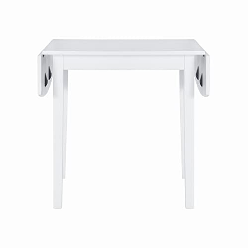Linon White 30" Square 30" X 48" Fully Extended Torino Drop Leaf Table Linon