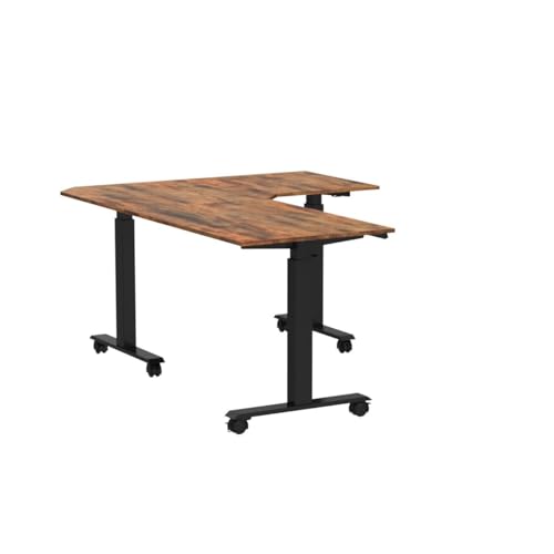FEZIBO Triple Motor 63" L Shaped Standing Desk, Electric Standing Gaming Desk Adjustable Height, Corner Stand up Desk with Splice Board, Black Frame/Rustic Brown Top FEZIBO