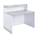 NBF Esquire Modern Reception Desk with Counter - 48" W x 32" D Retail Checkout Counter - Front Desk Reception Counter with 2 Grommet Holes - Countertop Lobby Desk for Office Salon Store (White) nbf signature series