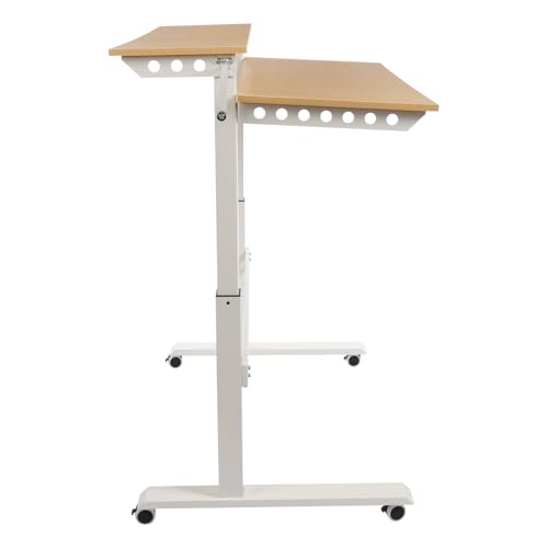 CUBELLIN 2-Tier Rolling Standing Desk with Wheels 15.75in Height Adjustable Hand-Cranked Standing Desk Manual Adjustable Desks for Home Office CUBELLIN