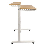 CUBELLIN 2-Tier Rolling Standing Desk with Wheels 15.75in Height Adjustable Hand-Cranked Standing Desk Manual Adjustable Desks for Home Office CUBELLIN