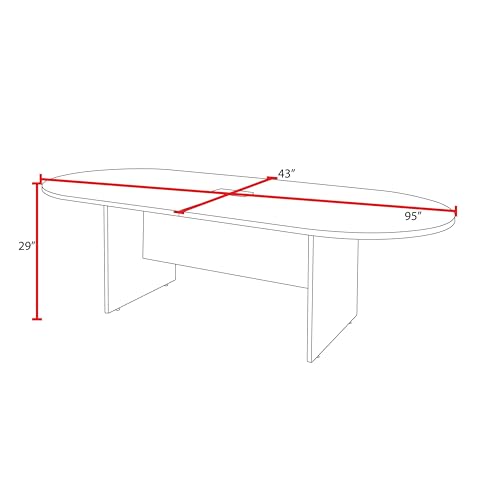Regency Legacy 8 ft Racetrack Laminate Conference Table with a Charging Port, Durable Construction, Scratch-Resistant Surface, and Modern Design for Professional Office Workspaces - Ash Grey Regency