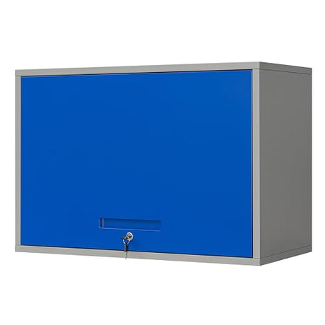 Yizosh Metal Storage Cabinet with Doors & Shelves - Wall Mounted, Floating - Blue Gray, 21.6" H - For Garage, Basement, Kitchen, Warehouse Yizosh