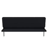 Serta® Rane Futon Sofa Bed 66.1", 3-in-1 Convertible Couch Sleeper for Small Spaces, Tufted Back, Twin Size Guest Bed, Black Woven Fabric Serta