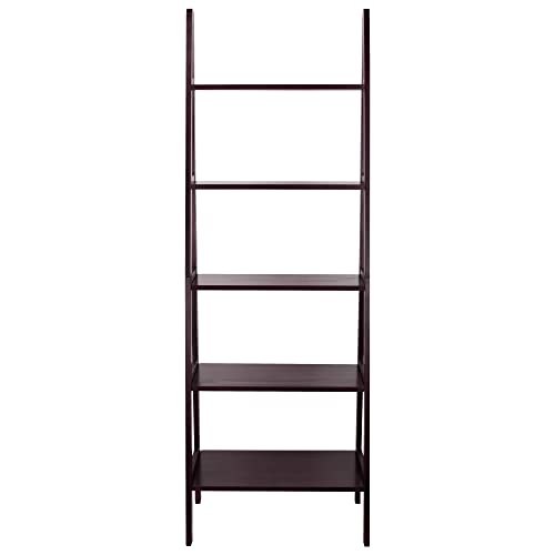 Espresso 5-Shelf Ladder Bookcase - 72-Inch Stylish Storage Solution - WoodArtSupply