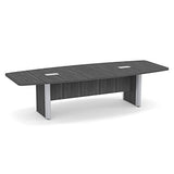 Thaweesuk Shop 10 ft Gray Luxurious Modern Boat Shaped Conference Table Wood Hide Wires Inside Elliptical Silver Metal Legs Desk Grommets Racetrack Boardroom Meeting Room Office Furniture Business Generic