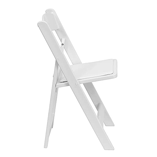 EMMA + OLIVER Set of 4 Lightweight Resin Folding Chairs in White, Comfortable 800LB Weight Capacity Chair - WoodArtSupply