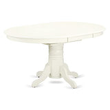 East West Furniture AVT-LWH-TP Avon Dining Room Table - an Oval kitchen Table Top with Butterfly Leaf & Pedestal Base, 42x60 Inch, Linen White East West Furniture