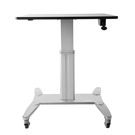 StarTech.com Mobile Standing Desk - Portable Sit Stand Ergonomic Height Adjustable Cart on Wheels - Rolling Computer/Laptop Workstation Table with Locking One-Touch Lift for Teacher/Student (STSCART) StarTech.com