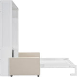 Virubi Queen Murphy Bed with Couch,Wood Folding Murphy Wall Bed Cabinet with Sofa (White,Queen) Virubi
