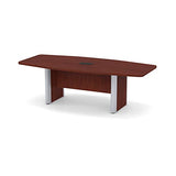 Thaweesuk Shop 8 FT Cherry Modern Boat Shaped Conference Table Wood Room Hide Wires Inside Elliptical Metal Legs Desk Grommets Racetrack Boardroom Black 2 Power Modules Meeting Business Furniture Generic