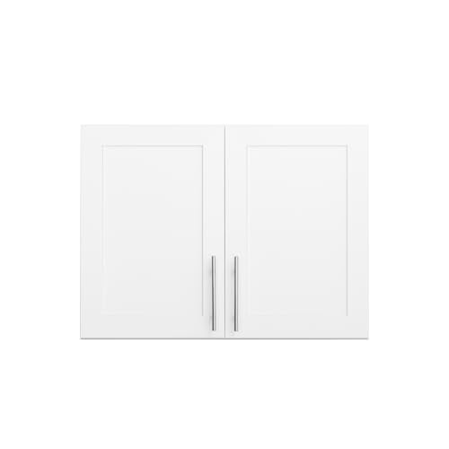Prepac Elite 24" H Wall Cabinet with Panel Doors, White Storage Cabinet, Bathroom Cabinet, Pantry with 1 Adjustable Shelf 16.75" D x 32" W x 24" H, WSUR-1002-1 Prepac