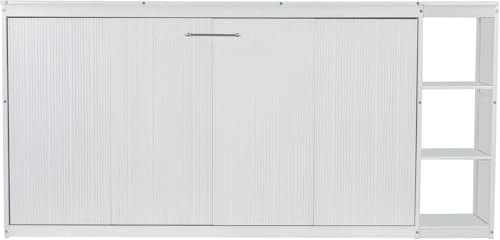 Virubi Twin Horizontal Murphy Bed with Storage Shelves,Wood Fold Up Modern Murphy Wall Bed Cabinet with Storage Bookcase for Adults (White,Twin) Virubi