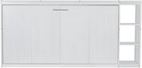 Virubi Twin Horizontal Murphy Bed with Storage Shelves,Wood Fold Up Modern Murphy Wall Bed Cabinet with Storage Bookcase for Adults (White,Twin) Virubi